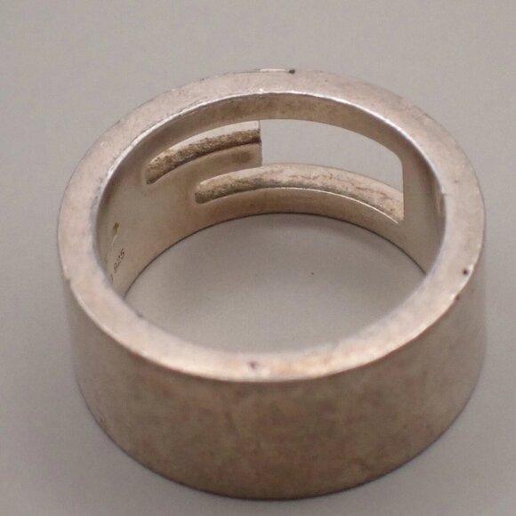 GUCCI G Logo Ring Sterling Silver Size JP 8 US 4.5 Italy Accessory - Picture 2 of 15